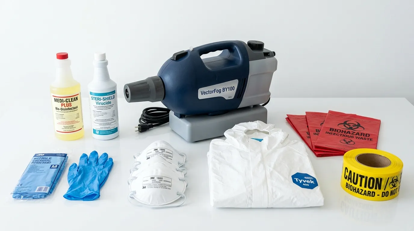 Professional biohazard remediation crew working in Sycamore